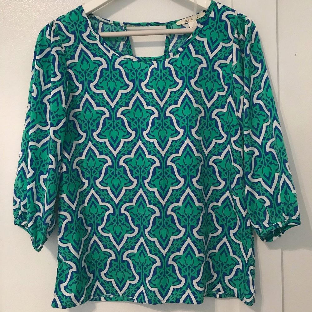Miami Blue and Green Blouse